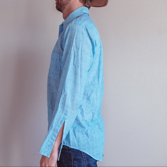 Vintage 70’s Baby Blue Button Down M - Picture 6 of 10